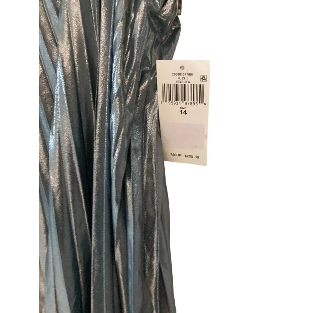 NWT LAUREN RALPH LAUREN PLEATED METALLIC CHIFFON SKIRT HIGHLAND SEASILVER FOIL 1 - Picture 7 of 8